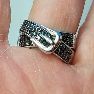 Genuine Blue Diamond Buckle Ring